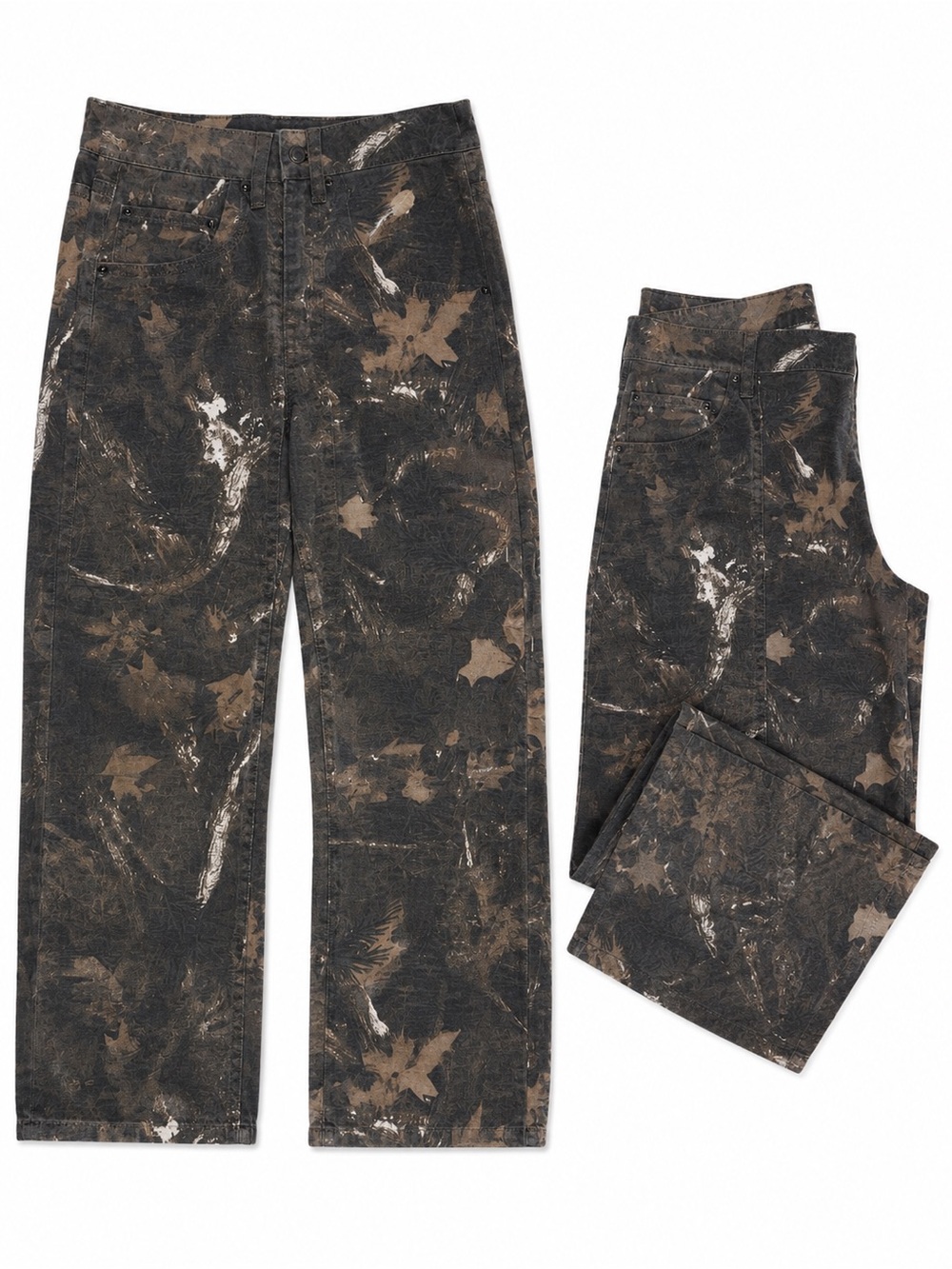 Women’s Brown Camouflage-Print baggy pants